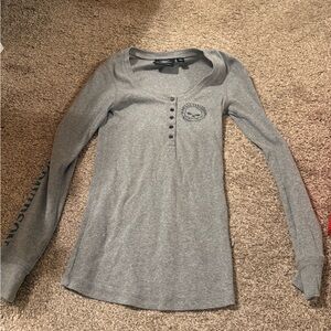 Harley-Davidson Gray Long Sleeve Henley Tee